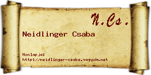 Neidlinger Csaba névjegykártya